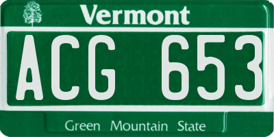 VT license plate ACG653