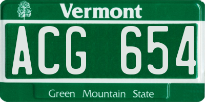 VT license plate ACG654