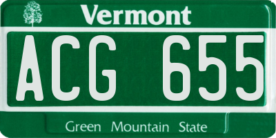 VT license plate ACG655