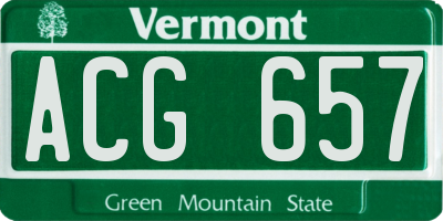 VT license plate ACG657