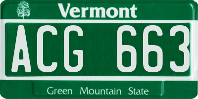VT license plate ACG663
