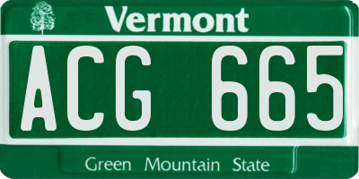 VT license plate ACG665