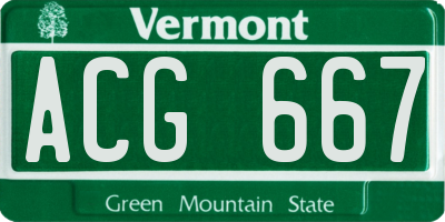 VT license plate ACG667