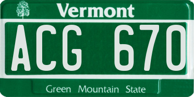VT license plate ACG670