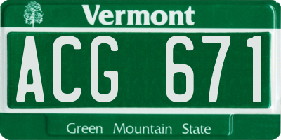 VT license plate ACG671