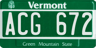 VT license plate ACG672