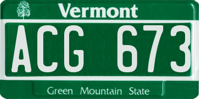 VT license plate ACG673