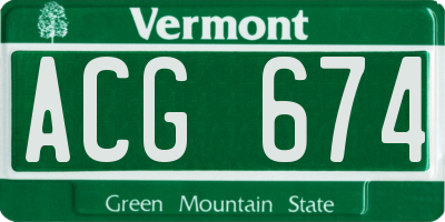 VT license plate ACG674