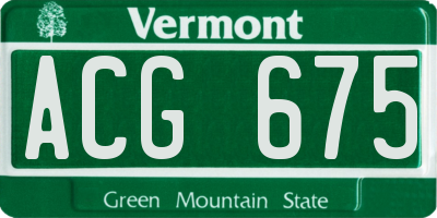 VT license plate ACG675