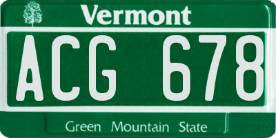 VT license plate ACG678