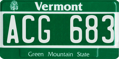 VT license plate ACG683