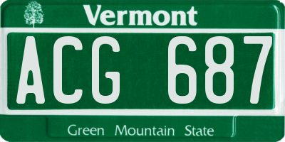 VT license plate ACG687