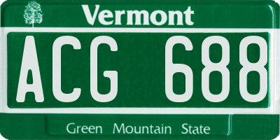 VT license plate ACG688