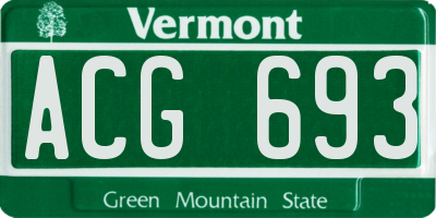 VT license plate ACG693