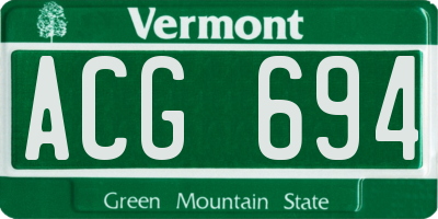 VT license plate ACG694