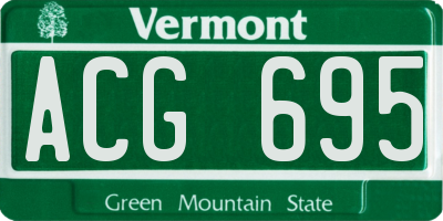 VT license plate ACG695