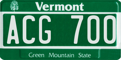 VT license plate ACG700