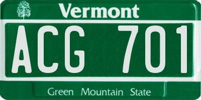 VT license plate ACG701