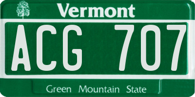VT license plate ACG707