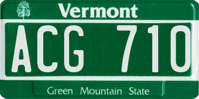 VT license plate ACG710