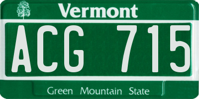 VT license plate ACG715