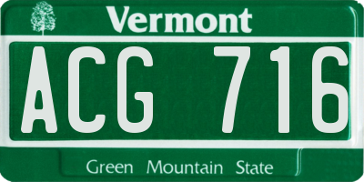 VT license plate ACG716
