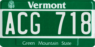VT license plate ACG718
