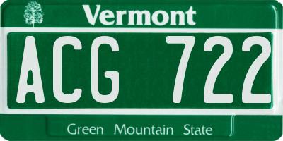 VT license plate ACG722