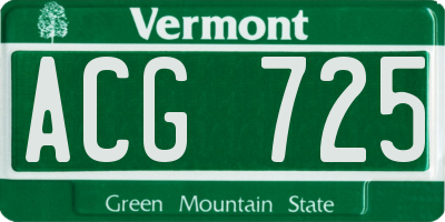 VT license plate ACG725