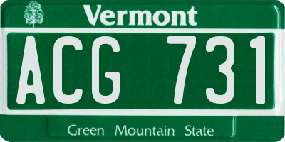 VT license plate ACG731