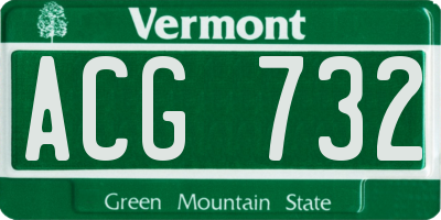 VT license plate ACG732