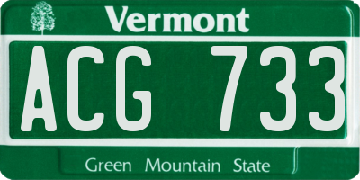 VT license plate ACG733