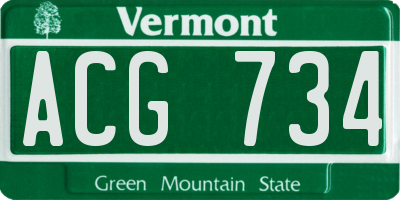VT license plate ACG734