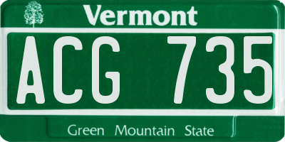 VT license plate ACG735
