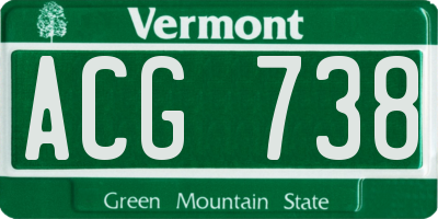 VT license plate ACG738