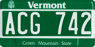 VT license plate ACG742