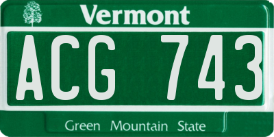 VT license plate ACG743