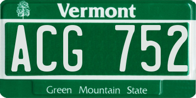 VT license plate ACG752