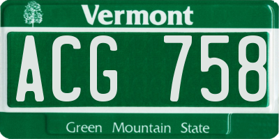 VT license plate ACG758