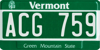 VT license plate ACG759