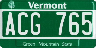 VT license plate ACG765