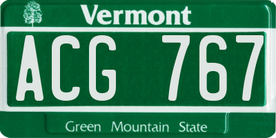 VT license plate ACG767