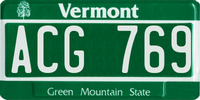 VT license plate ACG769