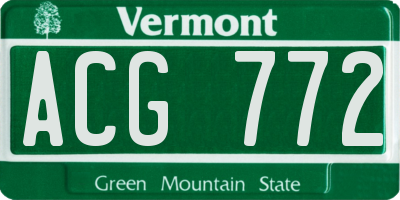 VT license plate ACG772
