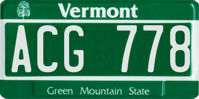 VT license plate ACG778