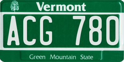 VT license plate ACG780