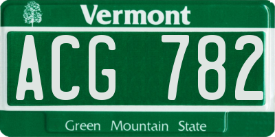 VT license plate ACG782