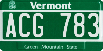VT license plate ACG783