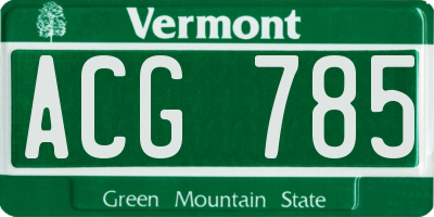 VT license plate ACG785