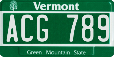 VT license plate ACG789